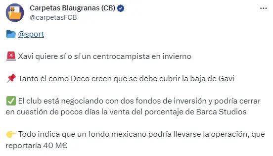 La nueva palanca que activaría el Barça en invierno - X