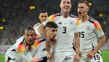 Alemania celebra el gol de Havertz a Dinamarca. (Foto: EFE)