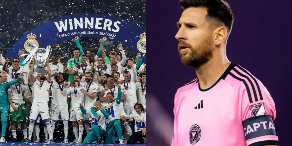 El Real Madrid levantando la Champions y Messi con la camiseta del Inter Miami.