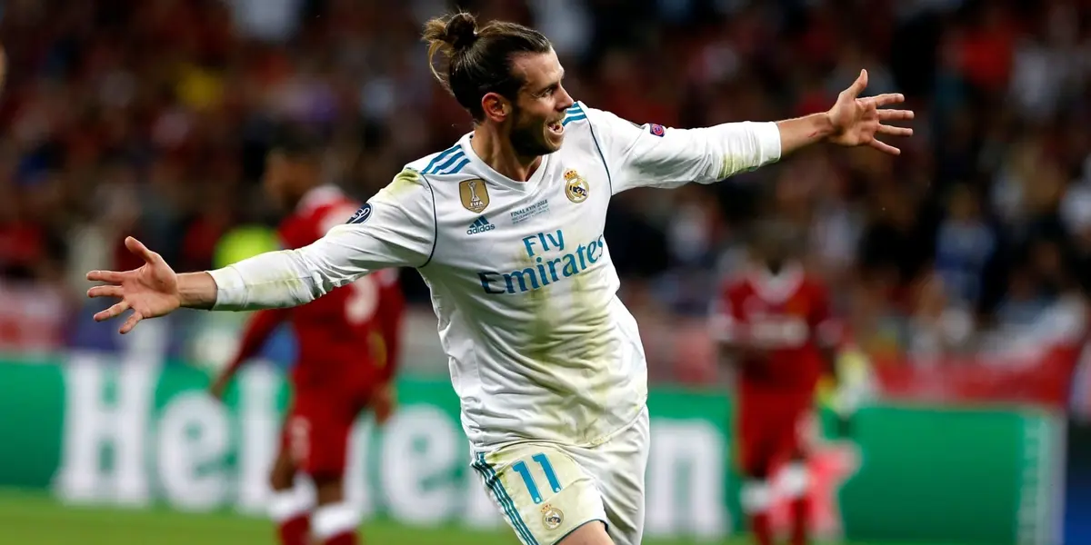 Gareth Bale celebrando uno de sus goles en la final de Champions contra el Liverpool