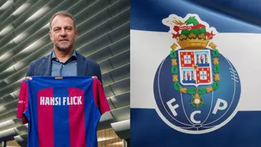 Hansi Flick posa con la camiseta del FC Barcelona.