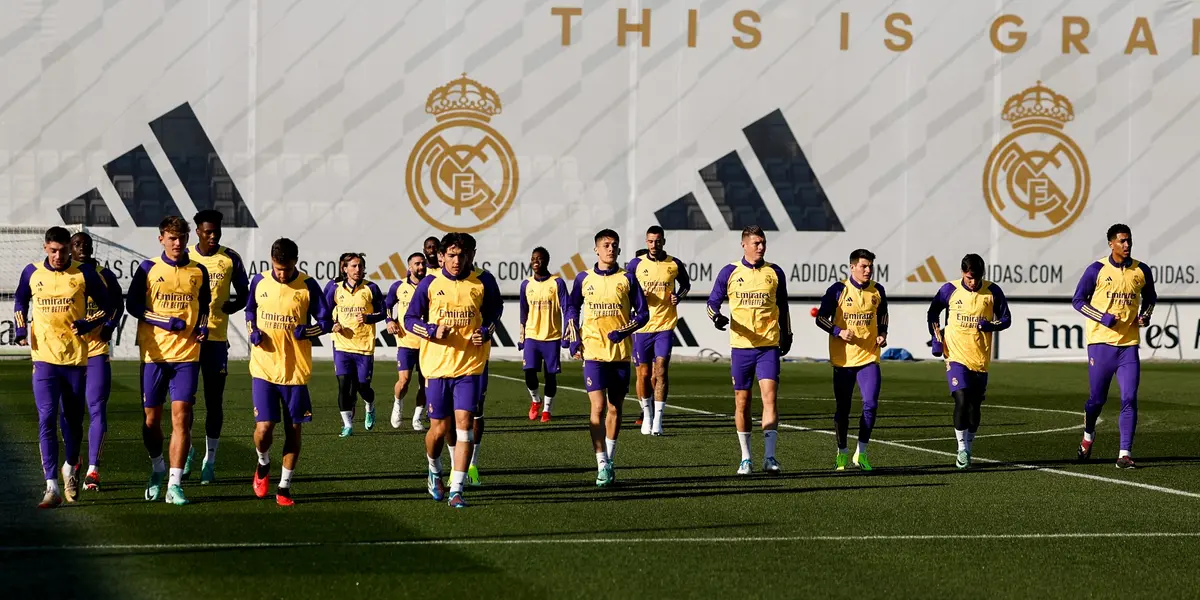 Imagen del entrenamiento del Real Madrid este lunes en Valdebebas