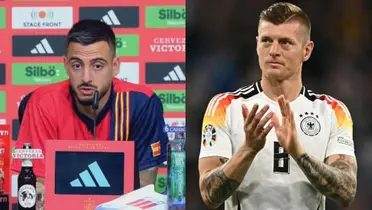 Joselu en rueda de prensa y Kroos con la camiseta de Alemania. (Foto: collage)