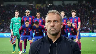 La alineación del FC Barcelona y Hansi Flick, su nuevo entrenador.