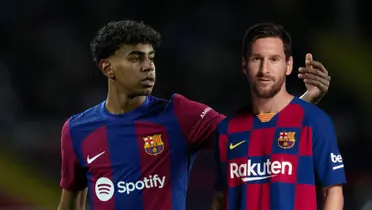 Lamine Yamal y Lionel Messi con la camiseta del FC Barcelona. (Foto: collage)