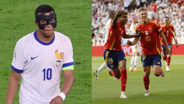 Mbappé lamenta su salida y Dani Olmo festeja su gol ante Alemania. (Foto: collage)
