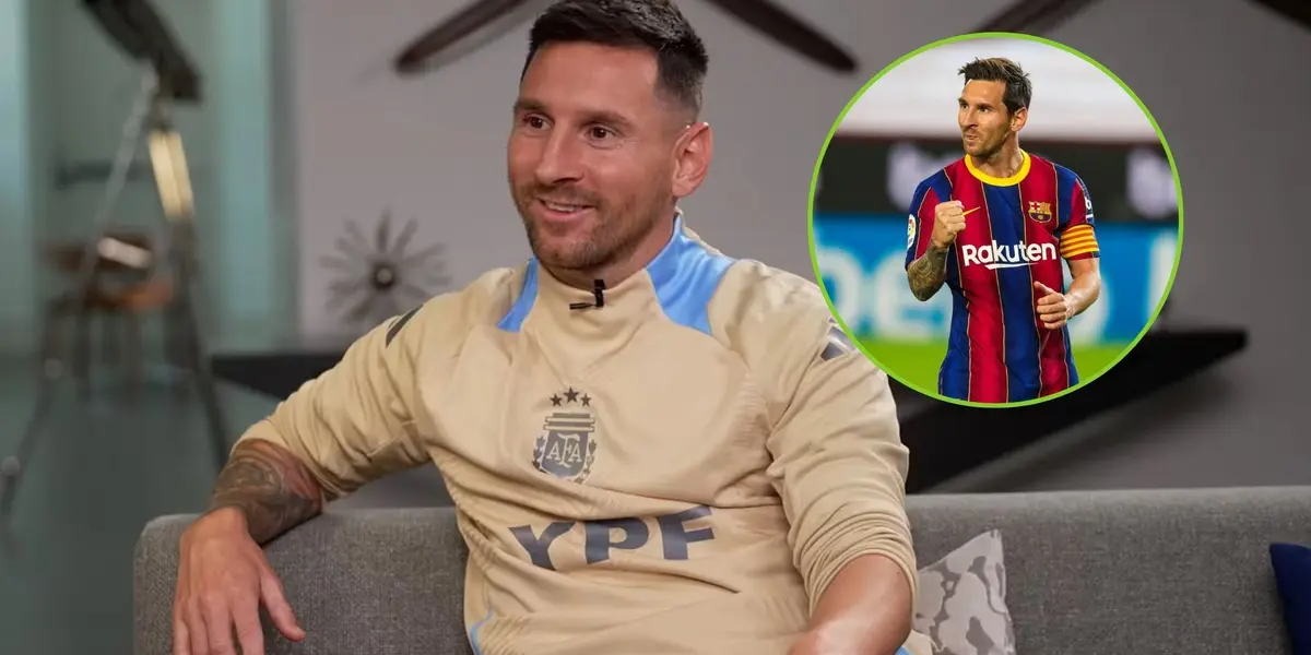 Messi durante una entrevista con la ropa del seleccionado argentino.