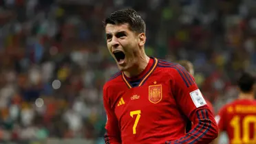 Morata y su grito de gol con España.