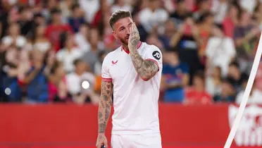 Sergio Ramos llorando en su presentación en Sevilla.