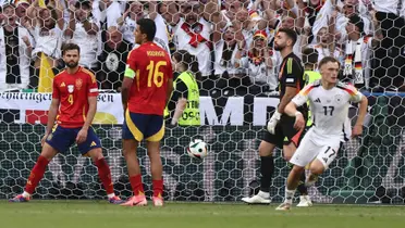 Wirtz festeja y España se lamenta tras el gol. (Foto: EFE)
