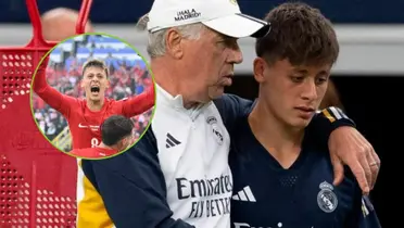 Arda Güler junto a Ancelotti en el entrenamiento del Real Madrid.