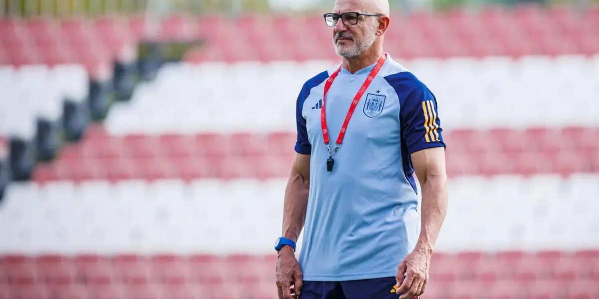 De La Fuente durante el entrenamiento de España.