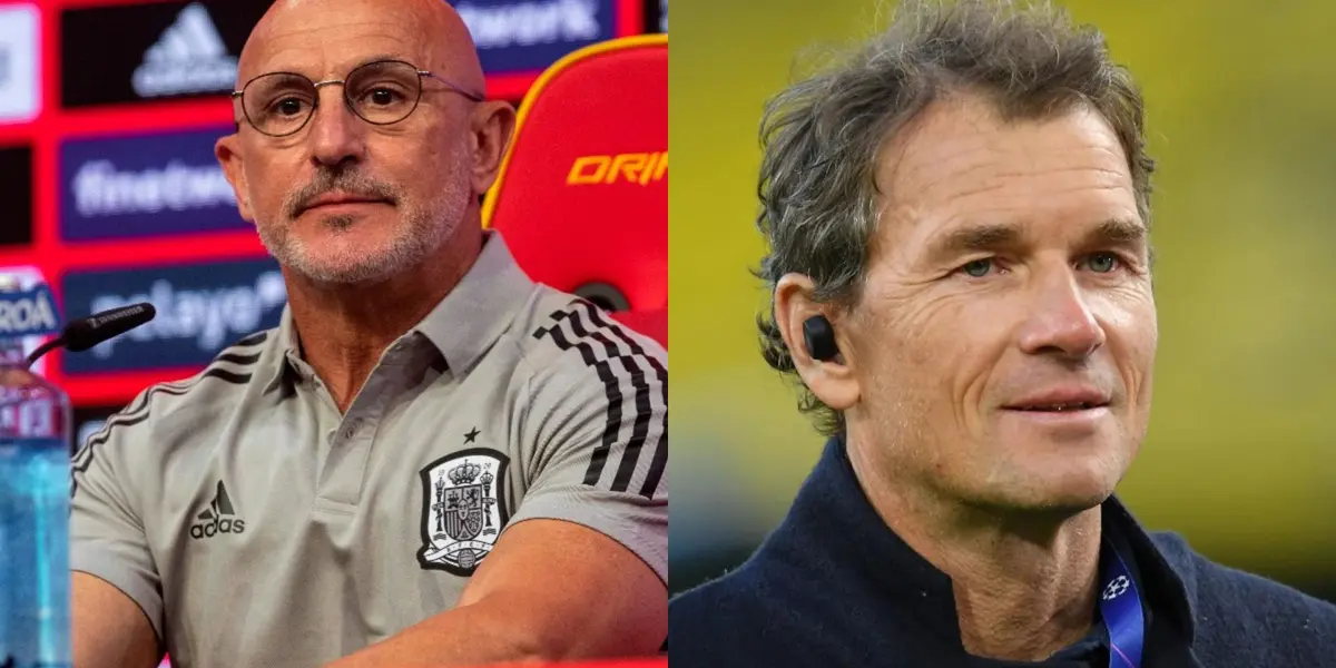 De La Fuente en rueda de prensa y Lehmann en un campo de juego como comentarista. (Foto: collage)