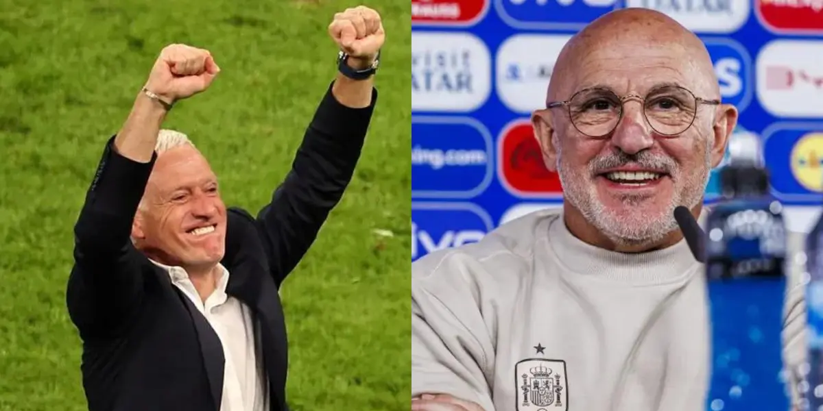 Deschamps festeja y Luis De La Fuente habla en rueda de prensa. (Foto: collage)