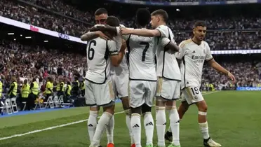 El Real Madrid festejando uno de sus goles en La Liga.