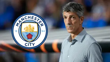 Imanol Alguacil en el banquillo de la Real Sociedad. (Foto: La Liga)