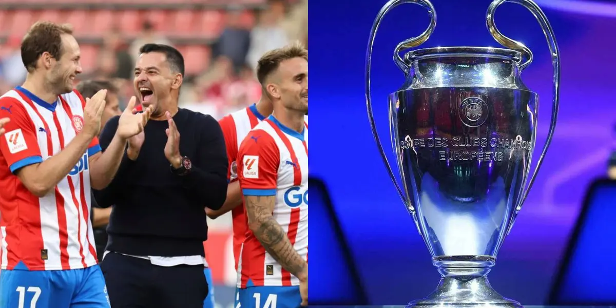 Míchel festejando el pase a la Champions League.