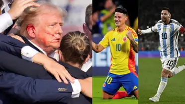 James Rodríguez y Messi en la Copa América. Donald Trump tras el atentado. (Foto: collage)