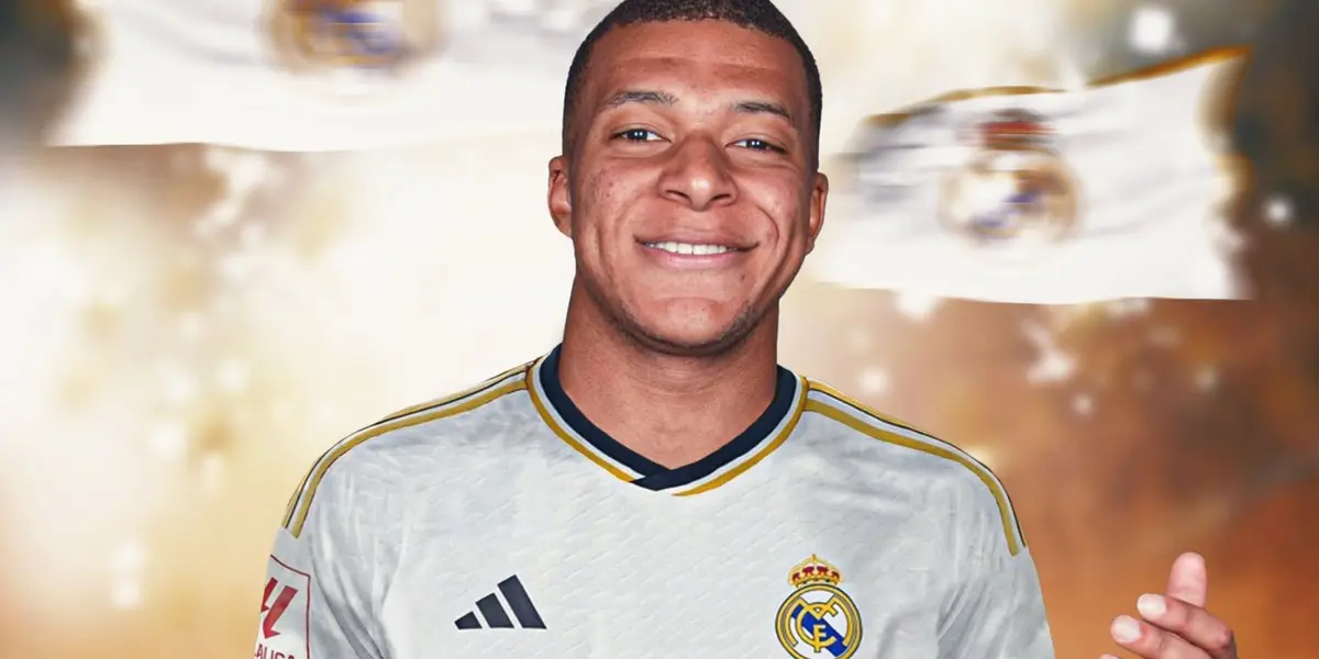 Mbappé con la camiseta del Real Madrid.