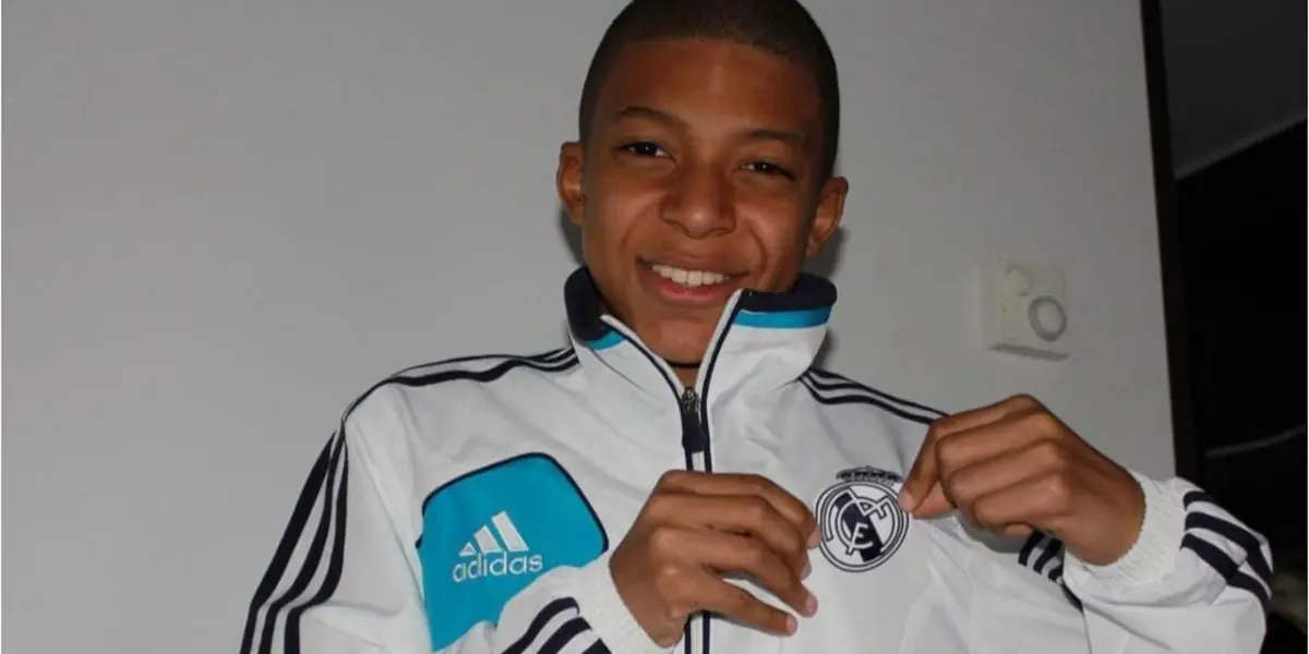 Mbappé con una chaqueta del Real Madrid.